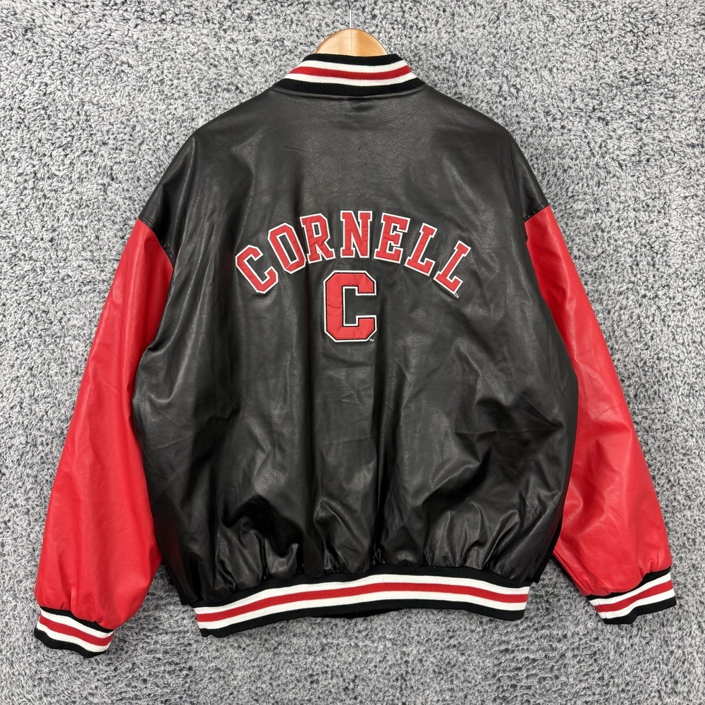 Vtg Cornell University Jacket Adult XL Black Red Wool Varsity Letterman 90s Mens